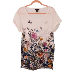 H&M Floral Print Tunic Tee Shirt | US XS